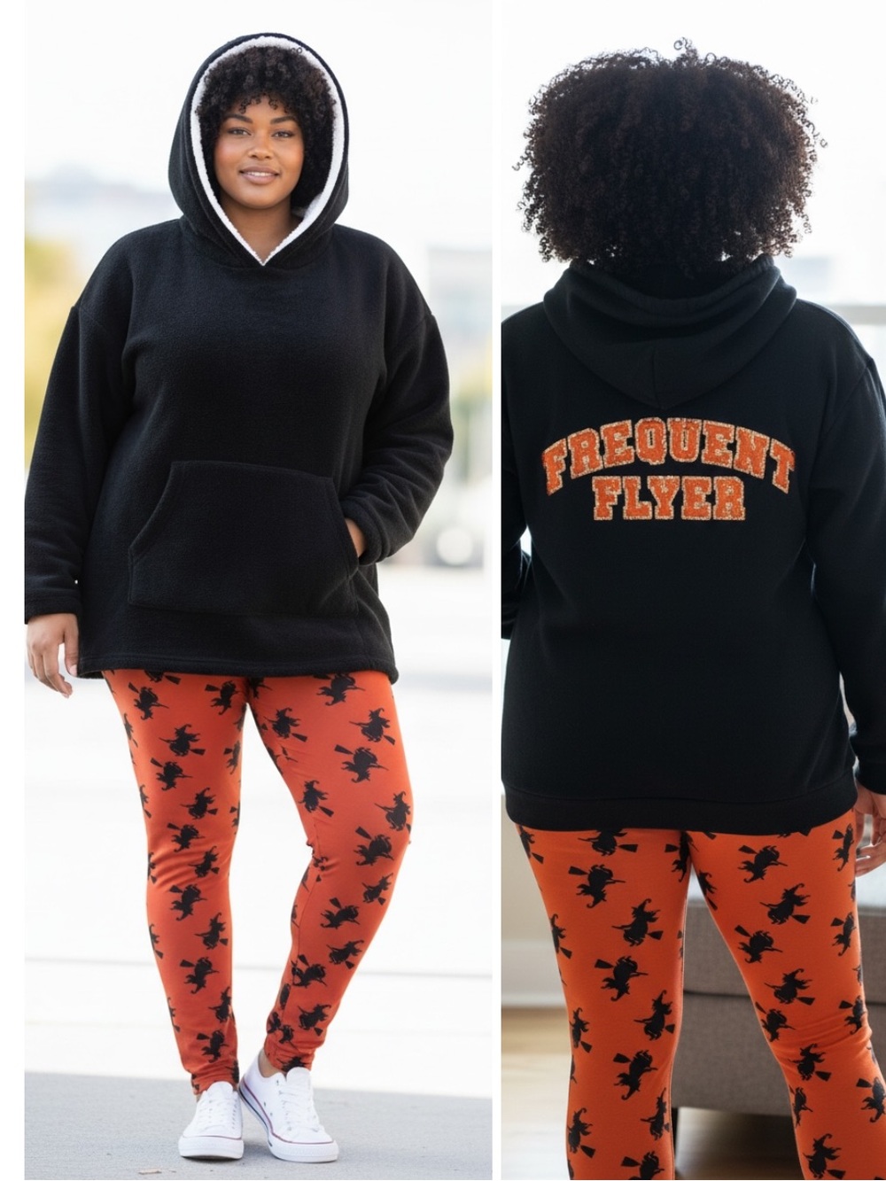 NWT Grumpy & Gorgeous Halloween Frequent Flyer Witch Sequin Leggings Set L